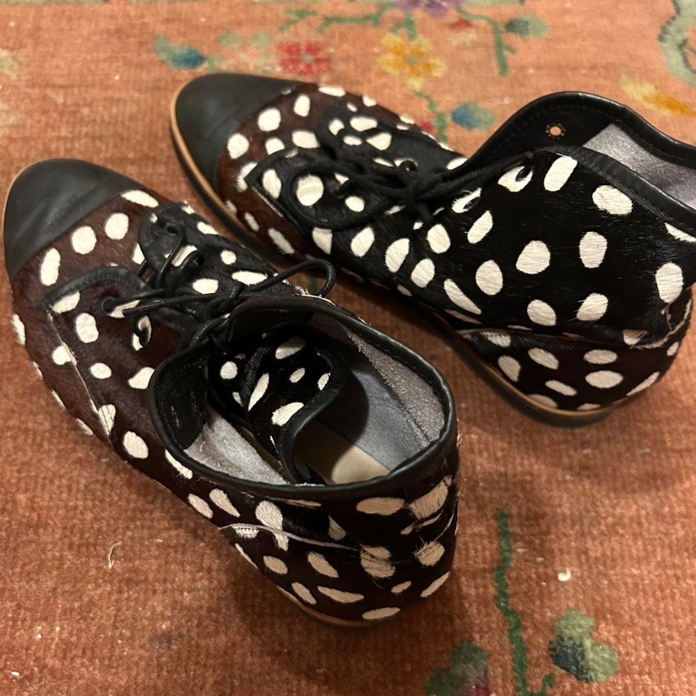 Loeffler Randall lace up pony hair Polka Dot Shoes Size 8 - Picture 5 of 8